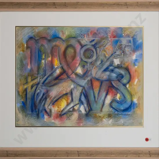 Cecilia Russell - framed mixed media - abstract H-400 W-500