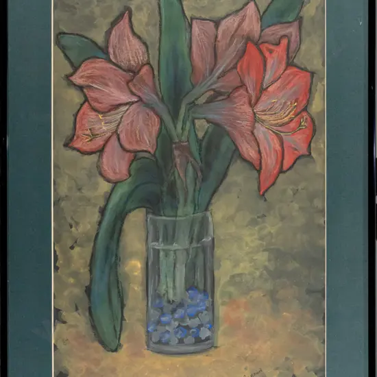 SD Gordan 1994 - framed mixed media - flowers in vase H-490 W-300