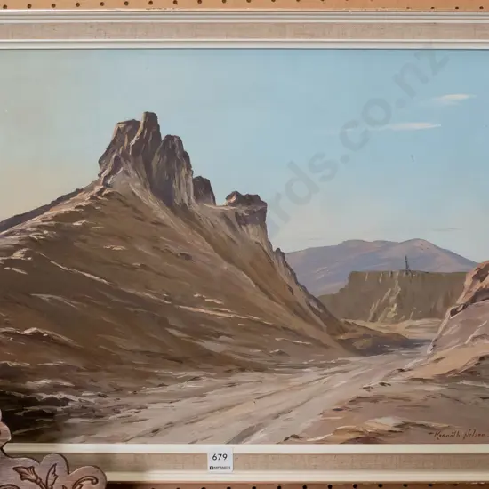 Kenneth Nelson 72 - framed oil "Rock & clay sculptures Bannock diggings" H-390 W-540 (age ,marks)