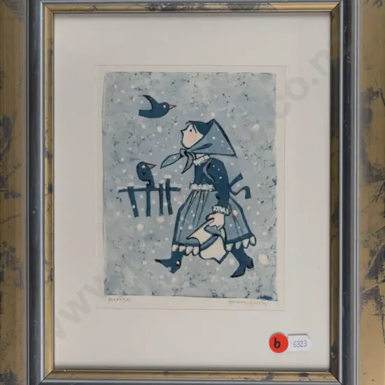 illegible signature - framed print on fabric "Batika" H-160 W-125