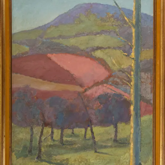 unsigned framed oil - landscape H-740 W-620