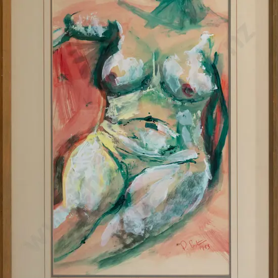 Peter Bannister 1983 - framed acrylic - torso H-540 W-340