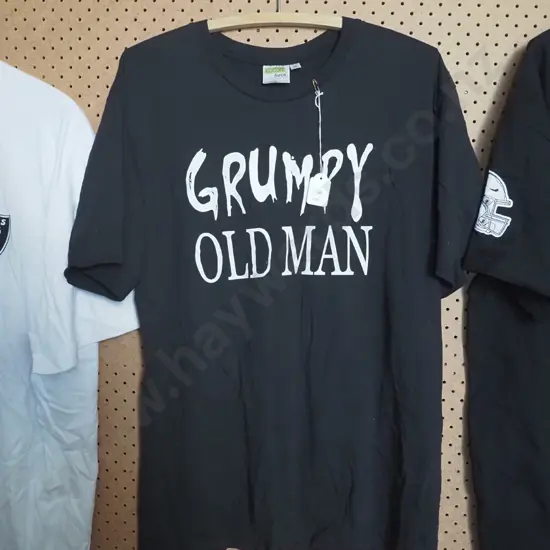 black t shirt with label GRUMPY OLD MAN