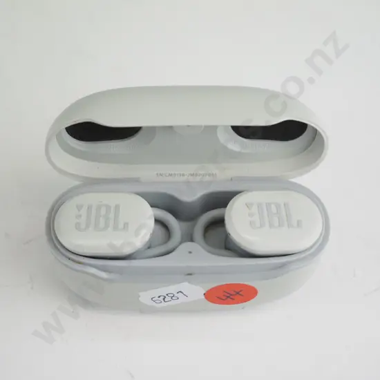 JBL ear buds in grey charging case