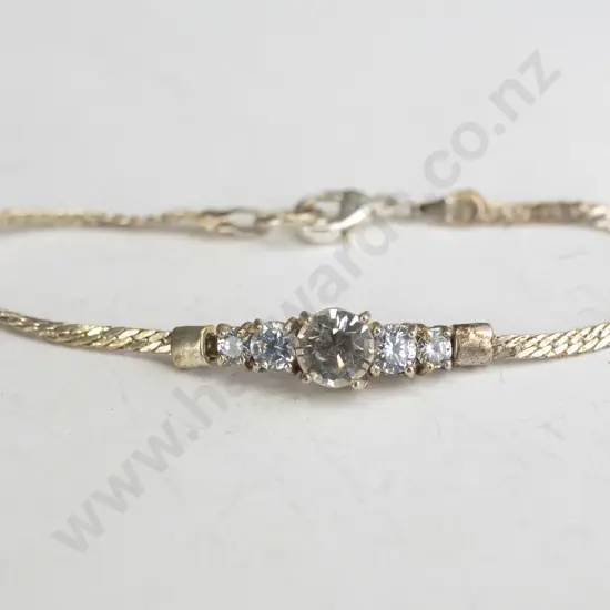 Silver bracelet - clear type stones