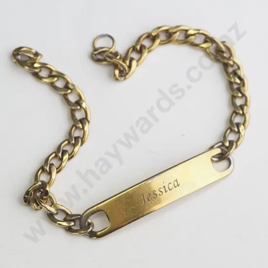 gold bracelet marked Jessica
