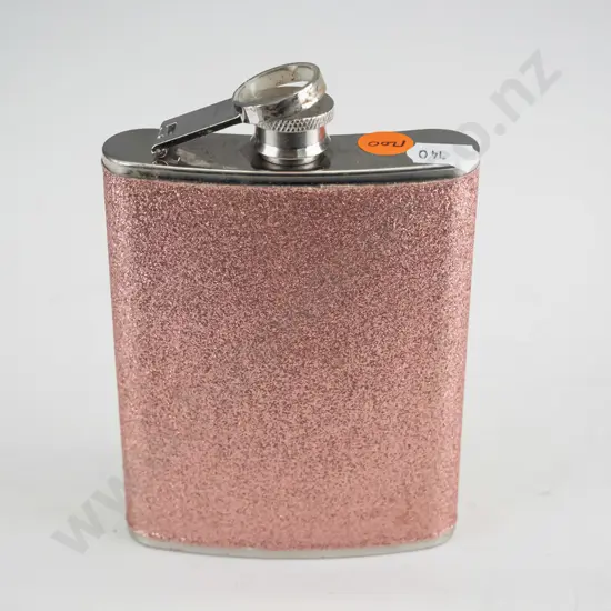 Stainless steel hip flask - with pink sparkles 