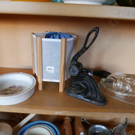 shelf; baby bowl, desk lamp, embossing stamp, rabbit jelly mould