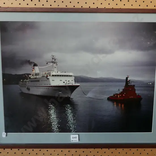framed photo print - tug boat and cruise ship