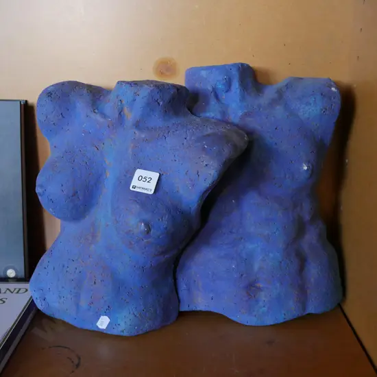 1x male,1x female nude terracotta torsos