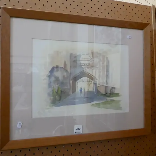 framed watercolour - Otago University Archway