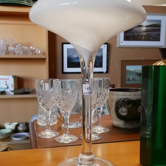 large milk and clear glass comport, H-410