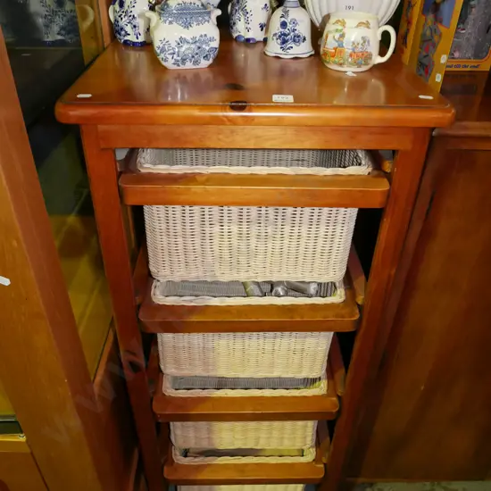 solid pine and cane 6 basket storage chest H-1120 W-500 D-450