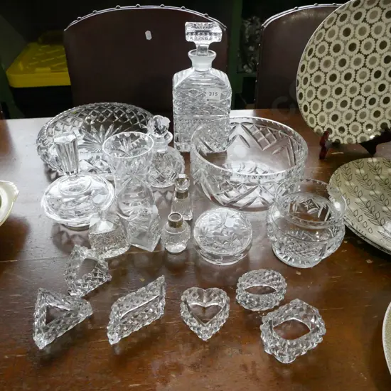 crystal bowls, decanters, scent bottles etc