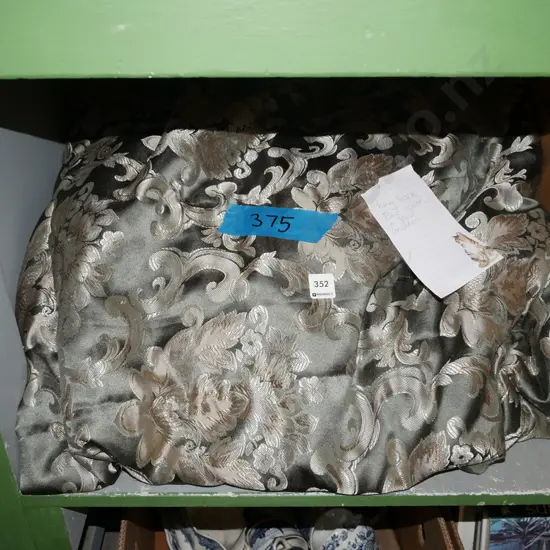 king size bed cover - green and gold floral patterned