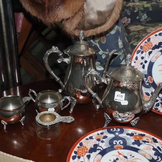 plated tea pot, coffee pot, creamer etc