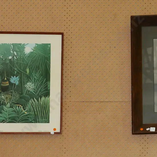 framed jungle print, oak framed cat photo - orange dots