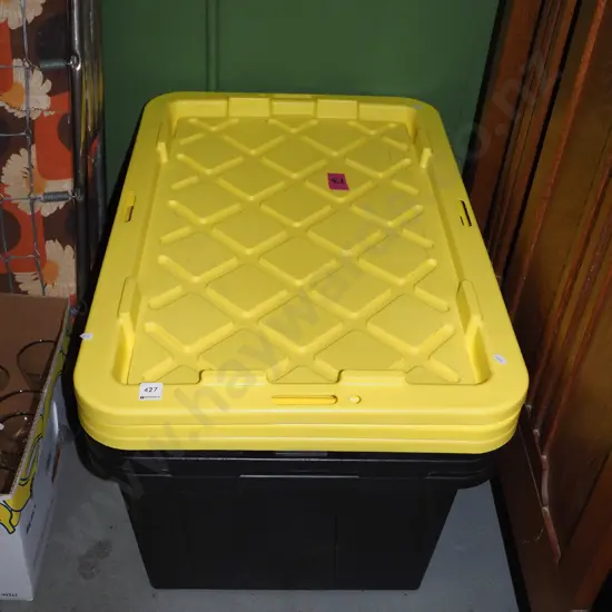 3x large heavy duty black and yellow storage tubs