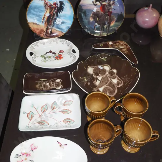 First Nations cabinet plates, Australian souvenir ware, Carlton ware cups etc