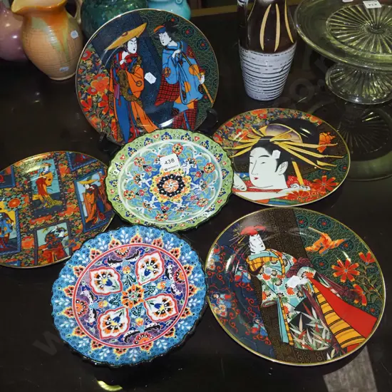 4x Geisha plates and 2 handmade Portugese? Bowls