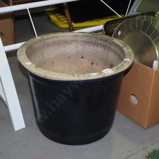black glazed garden planter
