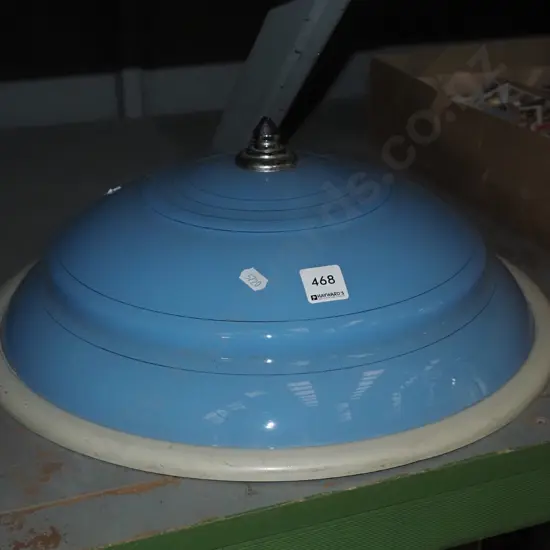 blue glass mid-century light fitting