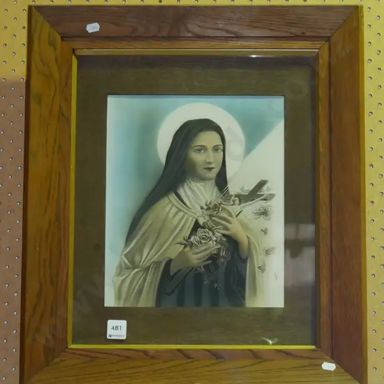 oak framed religious print