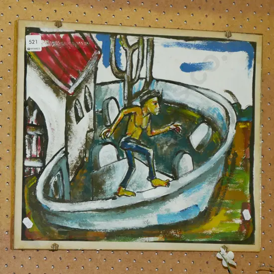 acrylic behind glass - man on wall