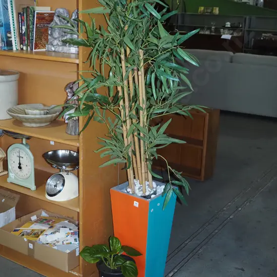 faux bamboo in hand painted rectangular jardiniere H-1600