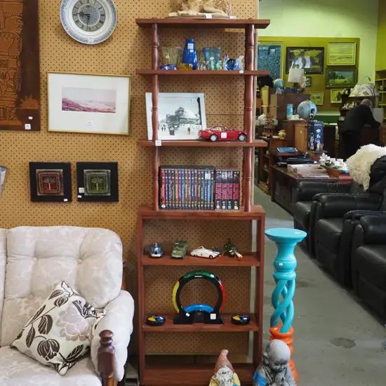 retro stained pine bookcase H-1800 W-600 D-200