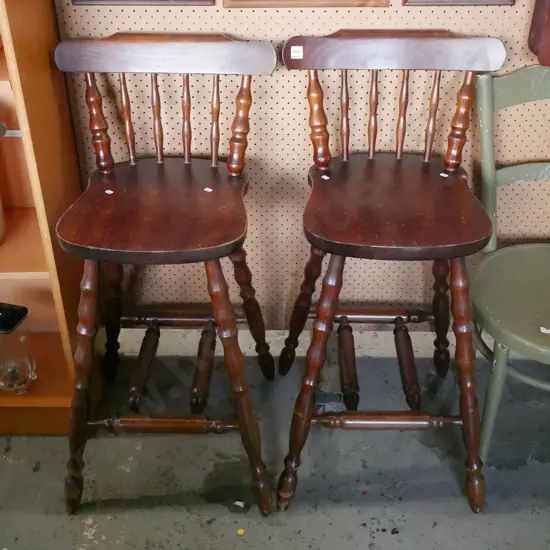 2 turned leg spindle back bar stools