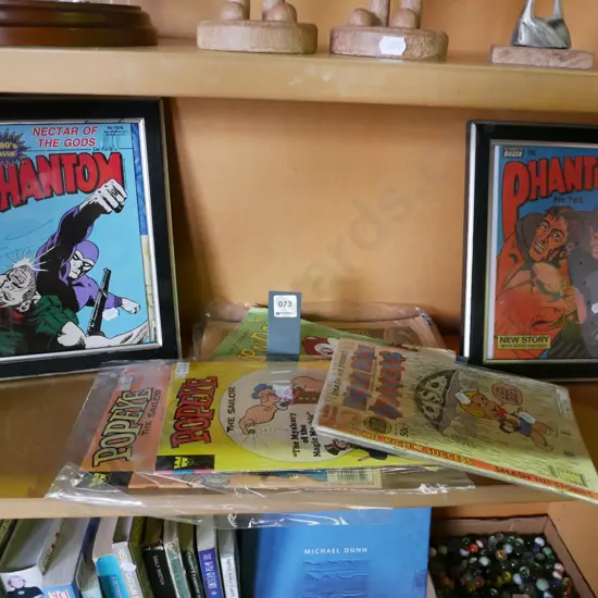 2 framed Phantom comics and other assorted comics