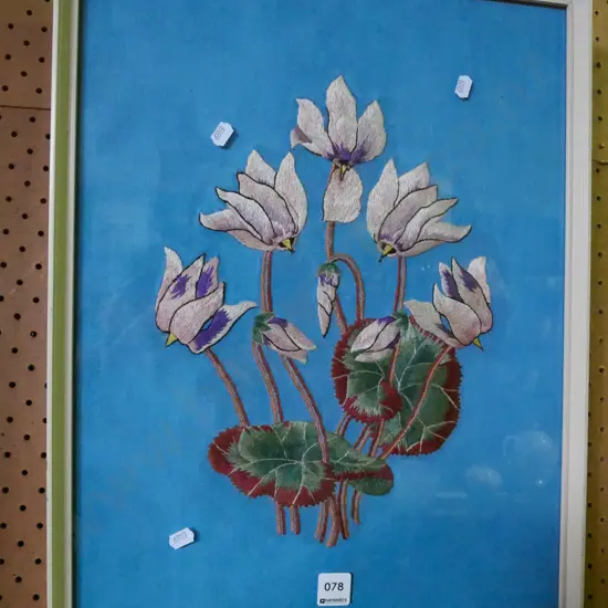 framed needlework - cyclamen