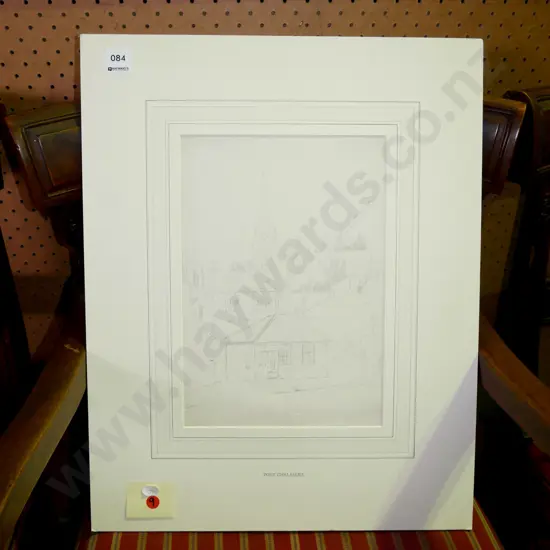 unframed mounted pencil sketch - Port Chalmers