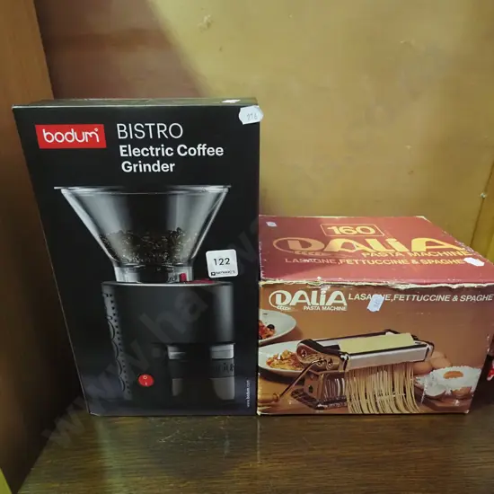 pasta maker and an electric coffee grinder