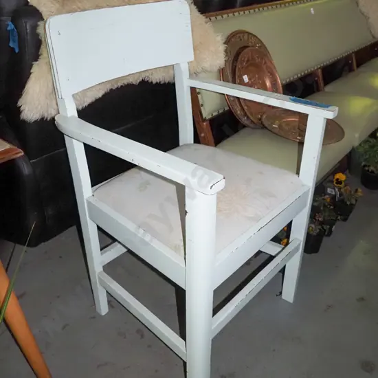 wooden armchair, upholstery needs attention