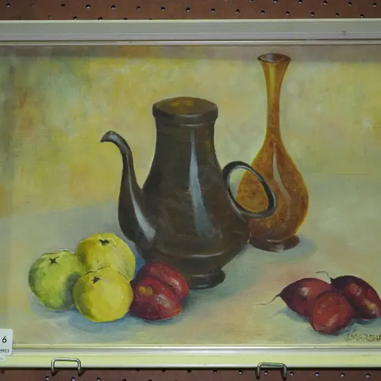 framed oil on board - still life