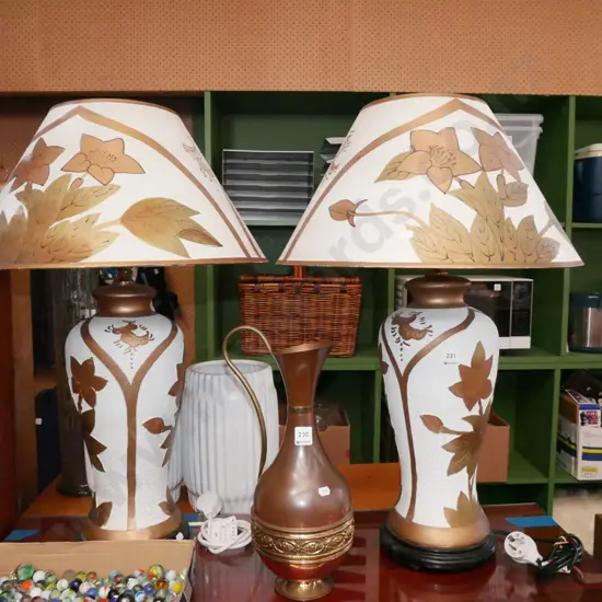pair tall ceramic based table lamps H-690