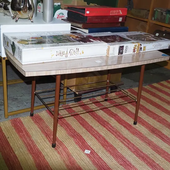 mid-century formica top coffee table w/magazine rack
