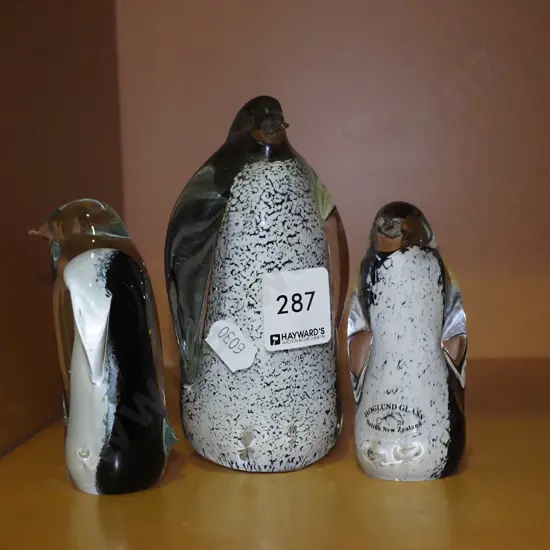 3 Hoglund glass penguins, tallest is H-130