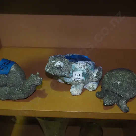 concrete garden ornaments - snail, frog, turtle