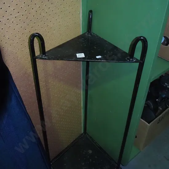 industrial style metal 2-tier corner whatnot