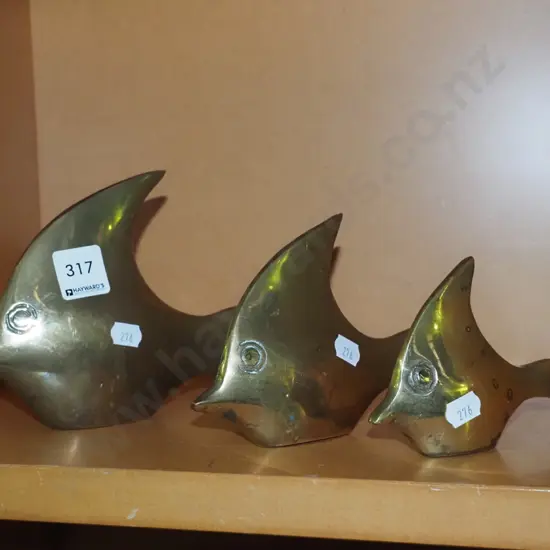 3 brass fish ornaments