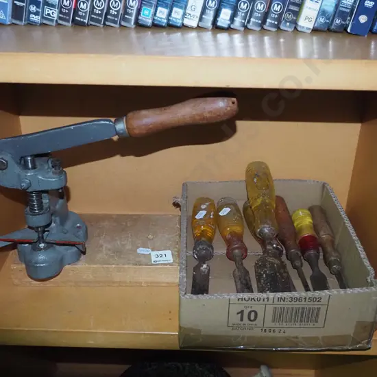 rusty chisels and a punch or press