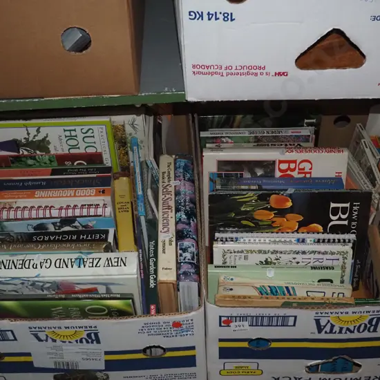2 boxes of gardening and other books - red dots