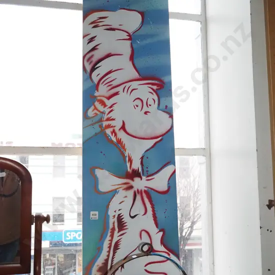 Cat in the Hat spray art on board