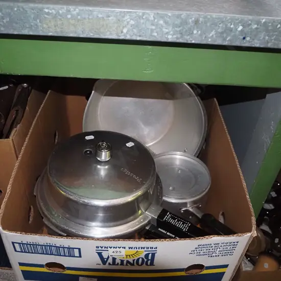 box; steamer, jam pan, small pot