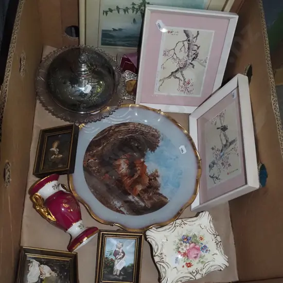 box; prints, trinket box, cover dish etc