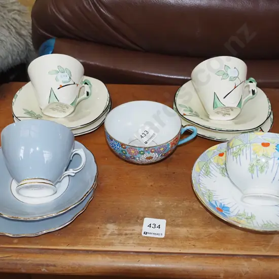 geisha cup, 3 trios, cup and saucer