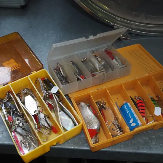 3 tackle boxes and lures